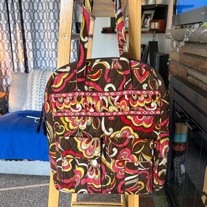 Vera Bradley Quilted Tote in Brown, Pink, Yellow and Cream Floral Print